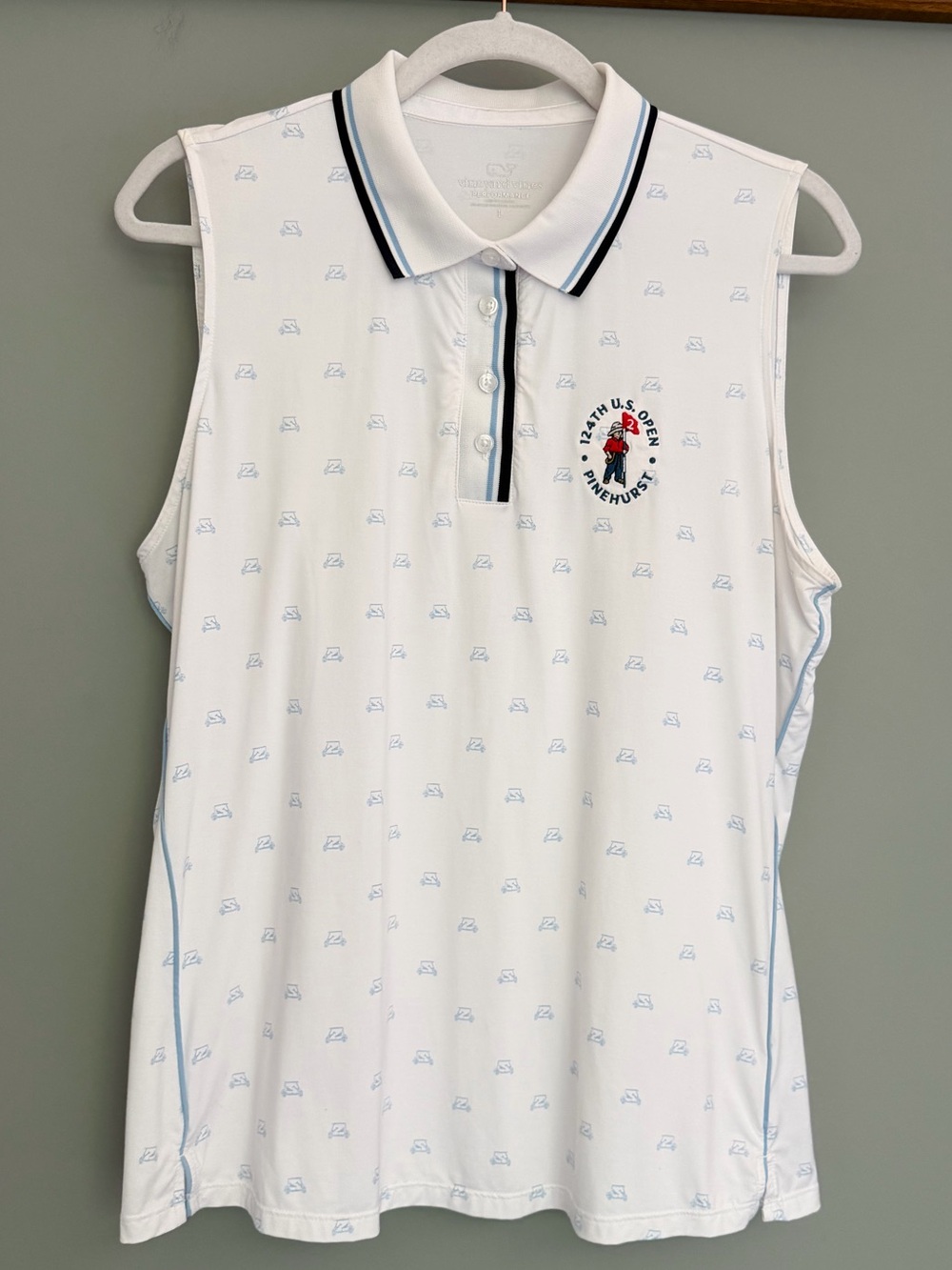 Vineyard Vines US Open Pinehurst Golf Cart Print Sleeveless Polo Pullover Top